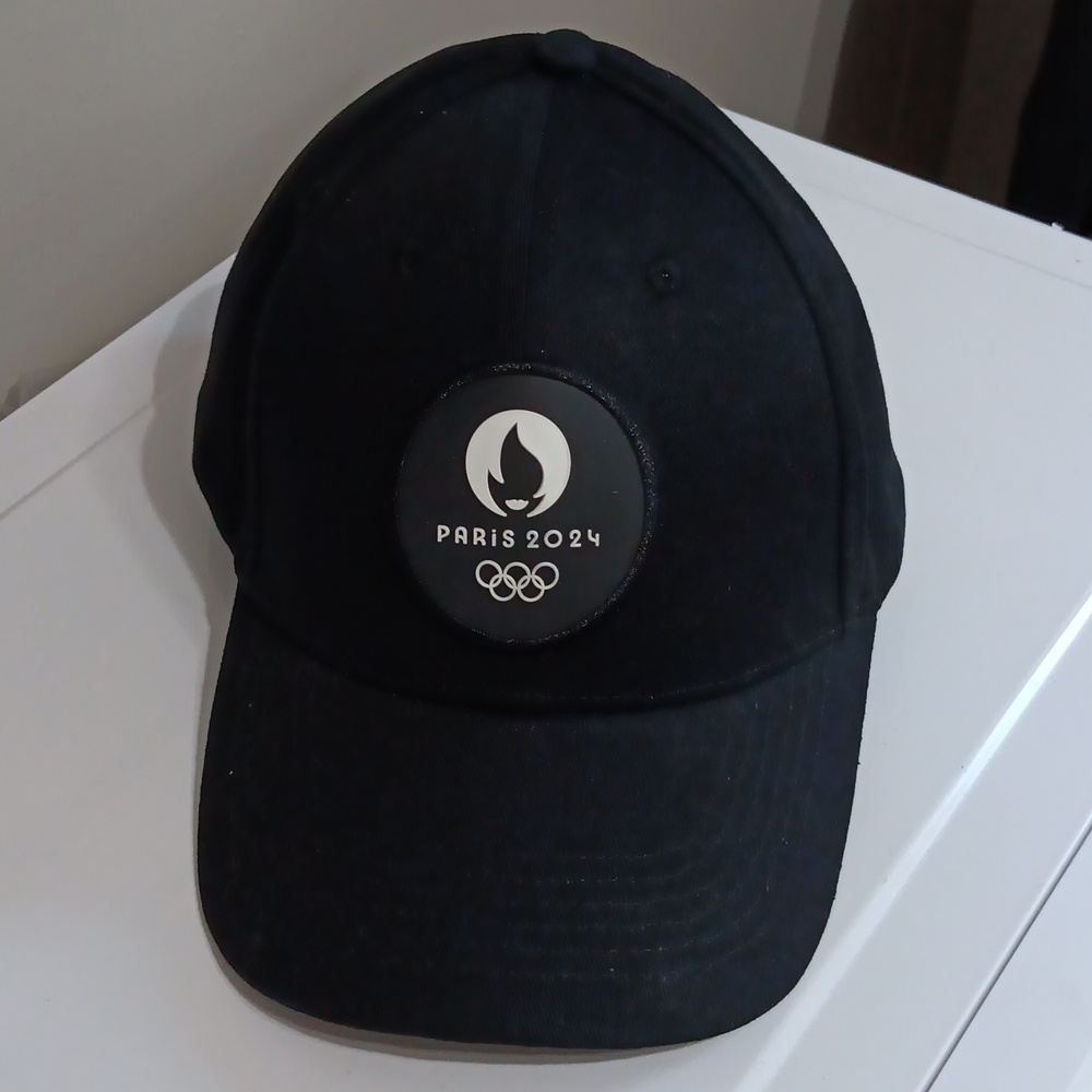 PARIS 2024 Olympics Torch Hat Cap Adjustable Fit Black & White